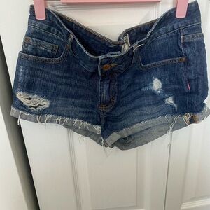 PINK Victoria's Secret Blue Distressed Jean Shorts